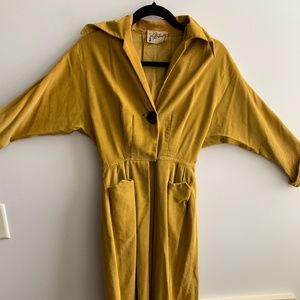 1940s yellow corduroy dress